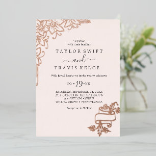 Invitation En Aluminium Gilded Floral   Carton Tout-Compris en feuille d'o
