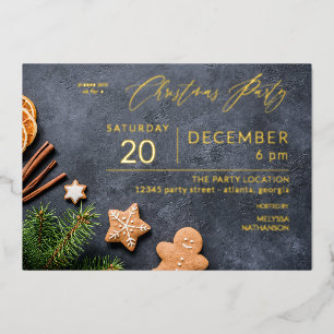 Invitation En Aluminium Gingerbread Cookie & Orange Christmas Party