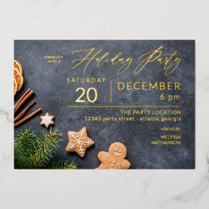 Invitation En Aluminium Gingerbread Cookie & Orange Holiday Party