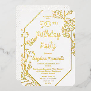 Invitation En Aluminium Glam Berries   Cadre Feuille 90e anniversaire