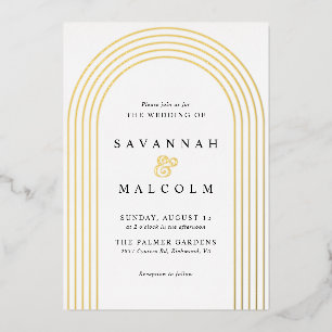 Invitation En Aluminium Glam doux   Arche blanche et or Mariage simple