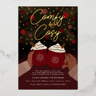Invitation En Aluminium Gold Burgundy Cosy Hot Cocoa