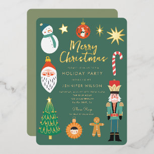 Invitation En Aluminium Gold Christmas Thèmes Holiday Père Noël Family Pho