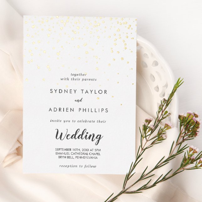 Invitation En Aluminium Gold Confetti Mariage informel Gold (Créateur téléchargé)