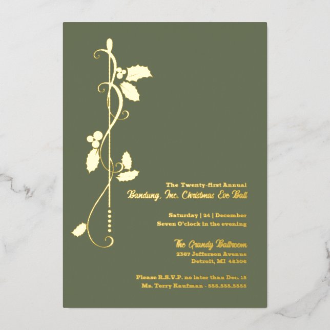 Invitation En Aluminium Gold de Noël d'entreprise (Recto)