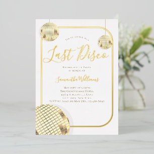 Invitation En Aluminium Gold Dernier Disco Bachelorette Party Foil Invitat