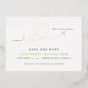Invitation En Aluminium Gold Destination Wedding Enregistrer la date