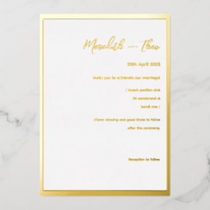 Invitation En Aluminium Gold Et Blanc Minimal Élégant Mariage Foil Invita