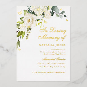 Invitation En Aluminium Gold Floral Memorial Service