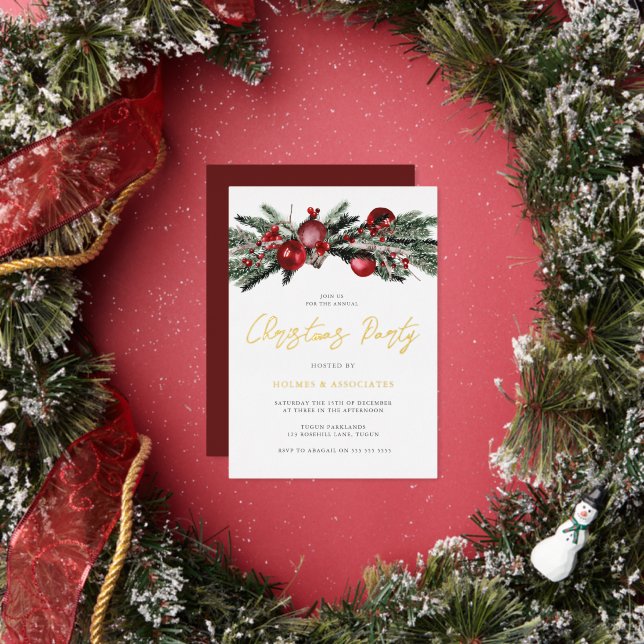Invitation En Aluminium Gold Foil Bureau annuel de l'entreprise Noël (Insitu)