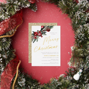 Invitation En Aluminium Gold Foil Classic Christmas Party
