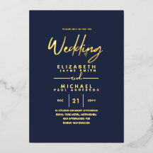 GOLD FOIL Dark Navy Bleu Moderne tout en 1 Mariage