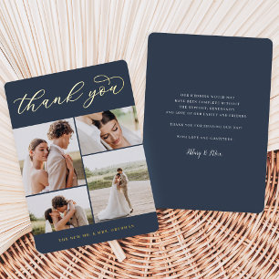 Invitation En Aluminium Gold Foil Four Photo Wedding Thank You Card