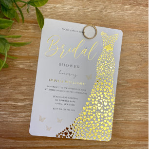 Invitation En Aluminium Gold Foil Heart Fête des mariées Golden