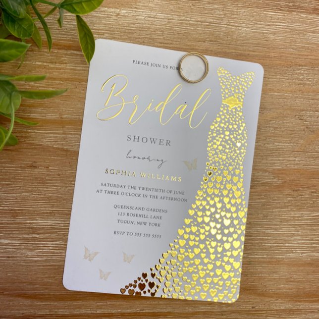 Invitation En Aluminium Gold Foil Heart Fête des mariées Golden (Créateur téléchargé)