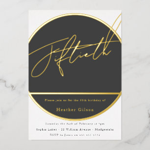 Invitation En Aluminium Gold Foil Moderne Hommes Femmes 50e fête d'anniver