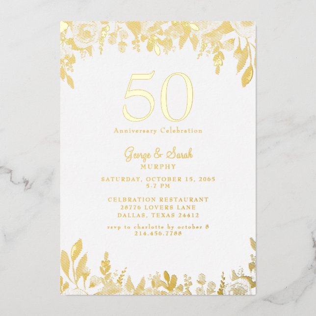 Invitation En Aluminium Gold Foil Nous faisons toujours Mariage Anniversai (Recto)