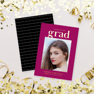 Invitation En Aluminium Gold Foil Serif Custom Color Grad Announcement