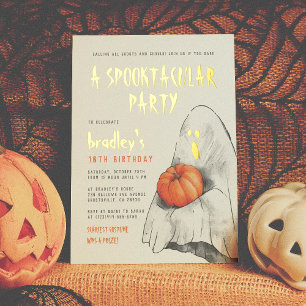 Invitation En Aluminium Gold Foil Spooktacular Halloween fête d'anniversai