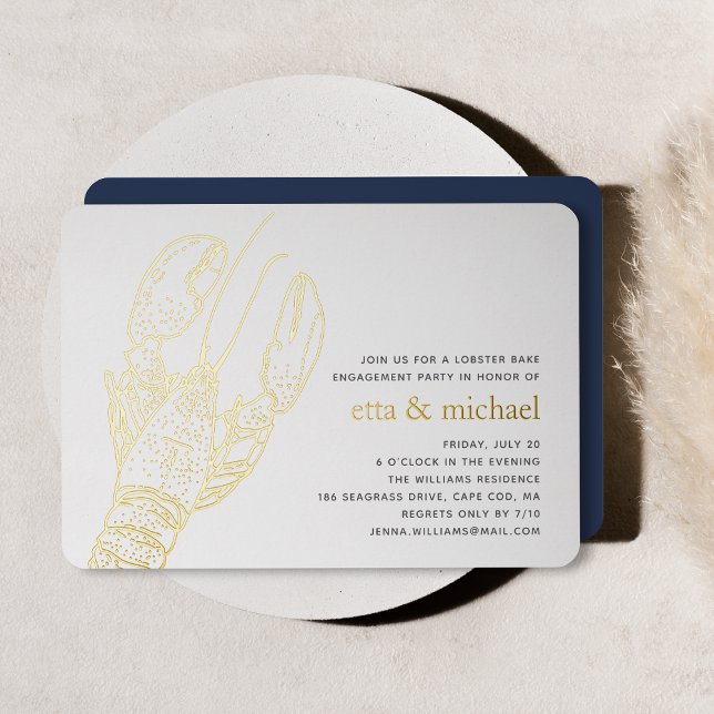 Invitation En Aluminium Gold Foil Summer Lobster Bake Party (Créateur téléchargé)
