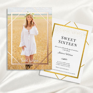 Invitation En Aluminium Gold Foil Sweet 16 Party Photo