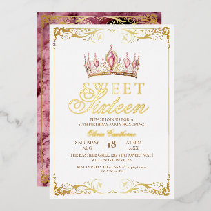 Invitation En Aluminium Gold Foil Sweet 16 Sparkle Anniversaire