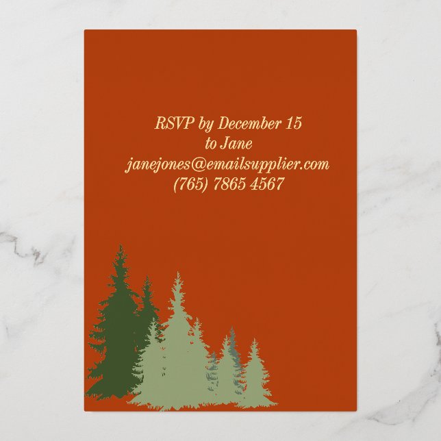 Invitation En Aluminium Gold Foil Terracotta Pine Tree Noël (Verso)