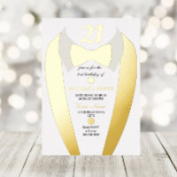 Gold Foil Tuxedo Suit Mens 21e fête d'anniversaire
