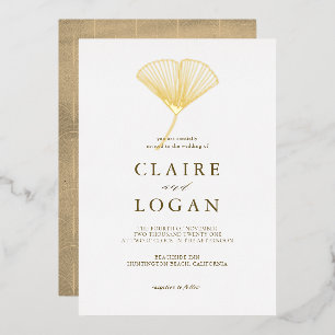 Invitation En Aluminium Gold Ginkgo Leaf mariage élégant