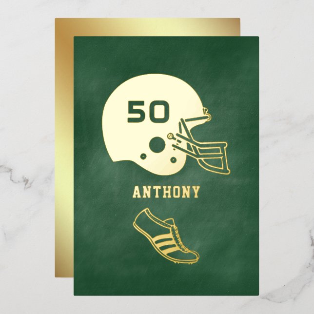 Invitation En Aluminium Gold & Green American Football Birmingham (Recto/Verso)