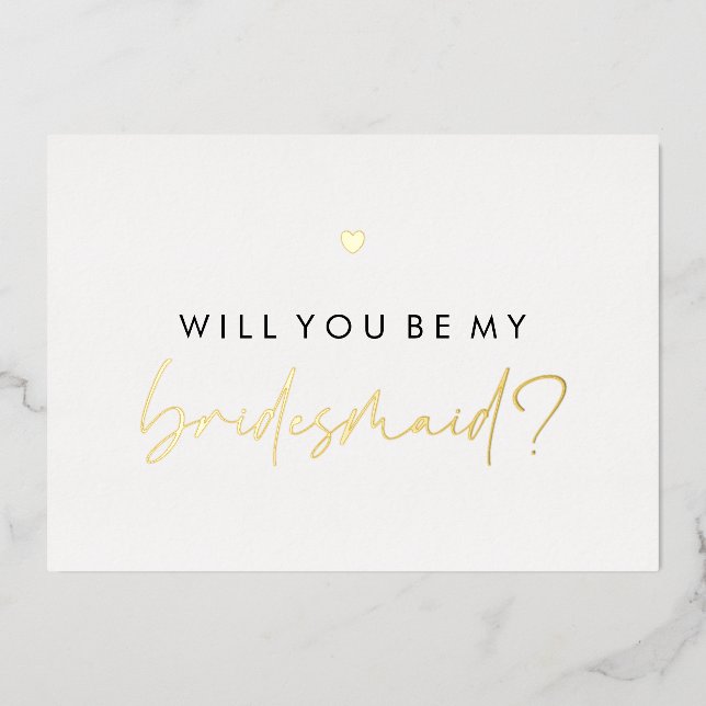 Invitation En Aluminium Gold Heart Tu Seras Ma Servante D'Accueil (Recto)