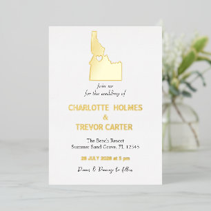 Invitation En Aluminium Gold Idaho State Map Mariage Gold