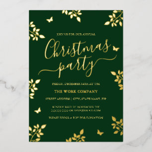 Invitation En Aluminium Gold Leaf Green Corporate Christmas Party