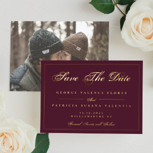 Invitation En Aluminium Gold Maroon Classique Classic Enregistrer La Date