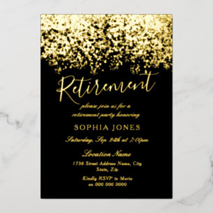 Invitation En Aluminium Gold Parties scintillant Black Retraite Party Real