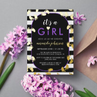 Gold Purple Black C'est une fille Baby Footprints