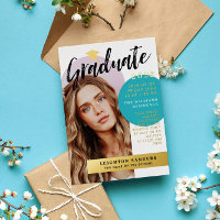 Gold & Turquoise Retro Arch Photo Graduation