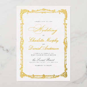 Invitation En Aluminium Gold Vintage Frame Classic Script Simple Mariage