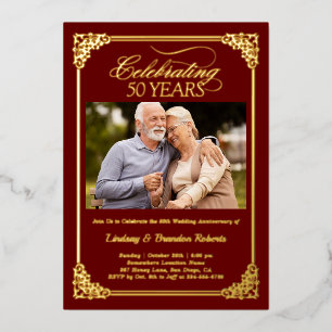 Invitation En Aluminium Golden 50th Mariage Anniversary Celebration Photo