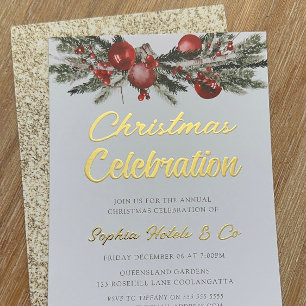 Invitation En Aluminium Golden annuel Noël fête l'or