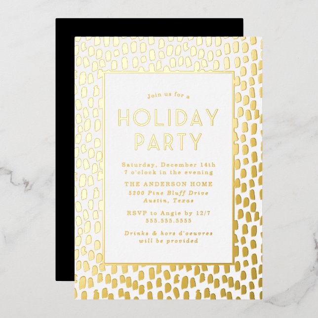 Invitation En Aluminium Golden Art Deco Fête de vacances (Recto/Verso)