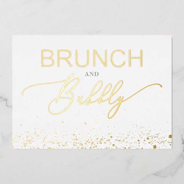Invitation En Aluminium Golden Budget Brunch & Bubbly Quote Bridal Shower (Recto)