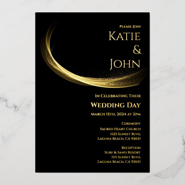 Invitation En Aluminium Golden Elegance-Mariage (Recto)