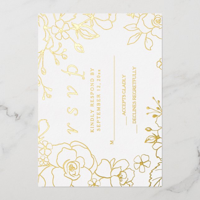 Invitation En Aluminium Golden Elegant Mariage RSVP Real Gold (Recto)
