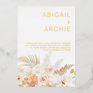 Invitation En Aluminium Golden Foil Magique Floral Été & Mariage de automn