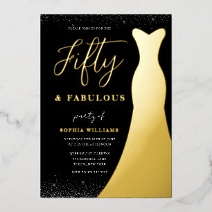 Invitation En Aluminium Golden Gown Cinquante et fabuleux 50e anniversaire