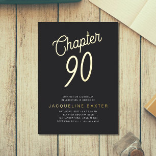 Invitation En Aluminium Golden Script Chapitre 90 90e fête d'anniversaire
