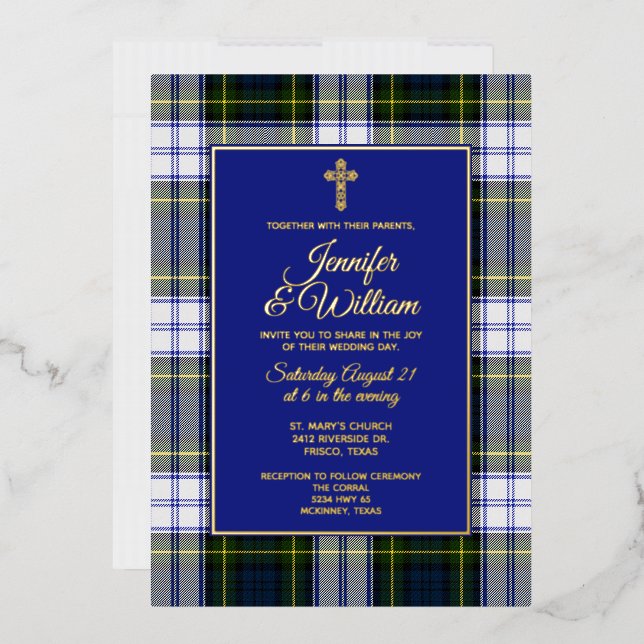 Invitation En Aluminium Gordon Dress Tartan Plaid Mariage (Enveloppe)