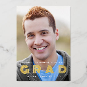 Invitation En Aluminium GRAD Classe de 2025 Photo Graduation Gold Foil