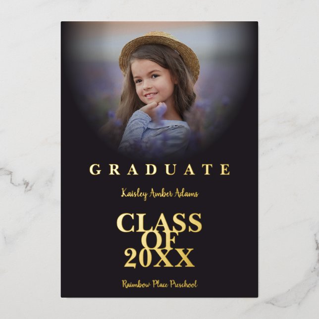 Invitation En Aluminium Graduate School Graduation Modern Photo Golden (Recto)